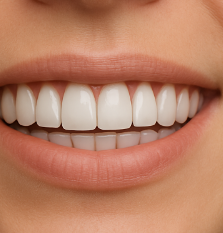 Sorriso branco e alinhado após tratamento com facetas